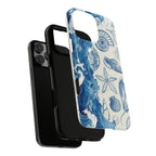 Ocean Shells Tough Phone Case — Blue Nautical Seashell iPhone Cover