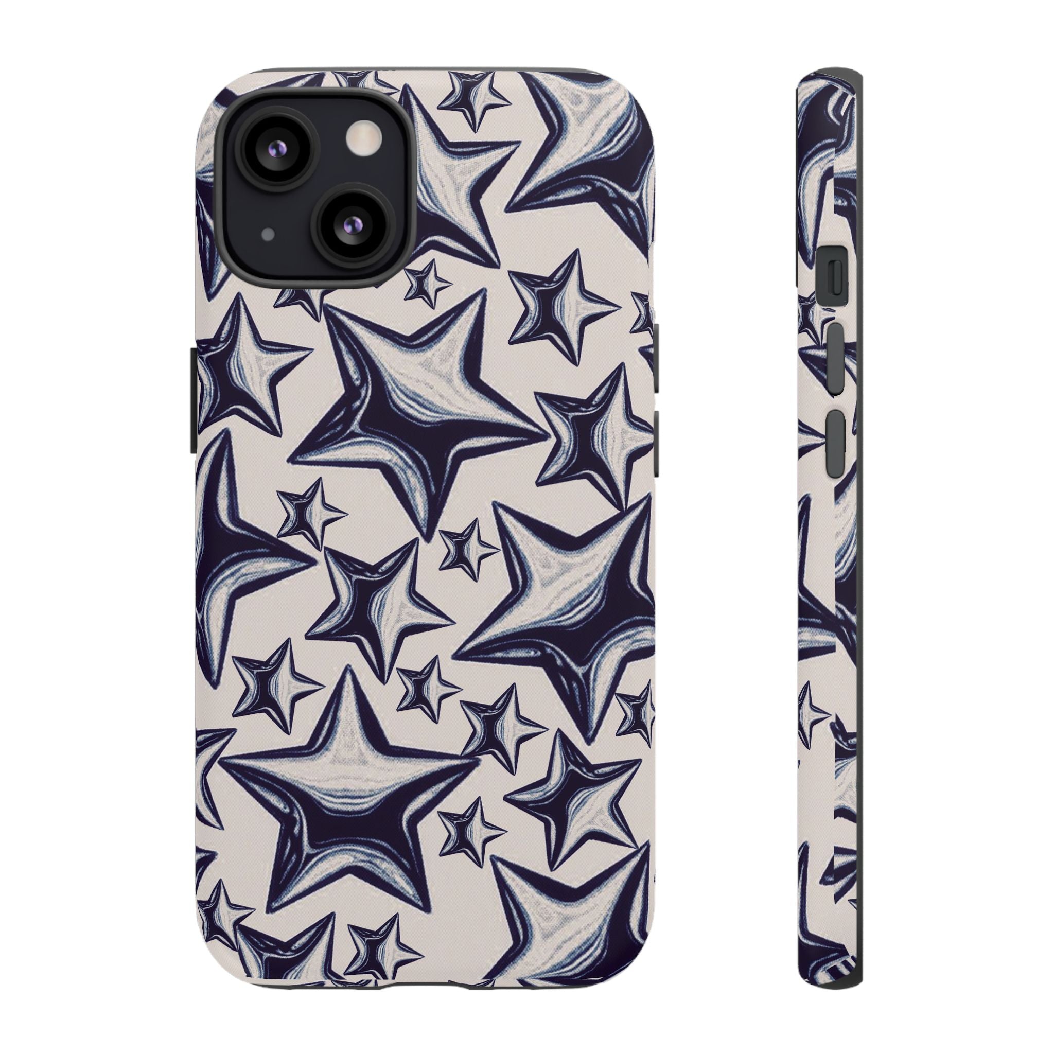 Star Sketch Tough Phone Case — Black & White Doodle Stars Protective Cover