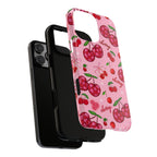 Cherry Pattern Tough Phone Case — Pink Cute Fruit iPhone Case with "cherry"
