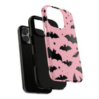 Pink Bat Pattern Tough Phone Case — Cute Halloween Bat Wings Design