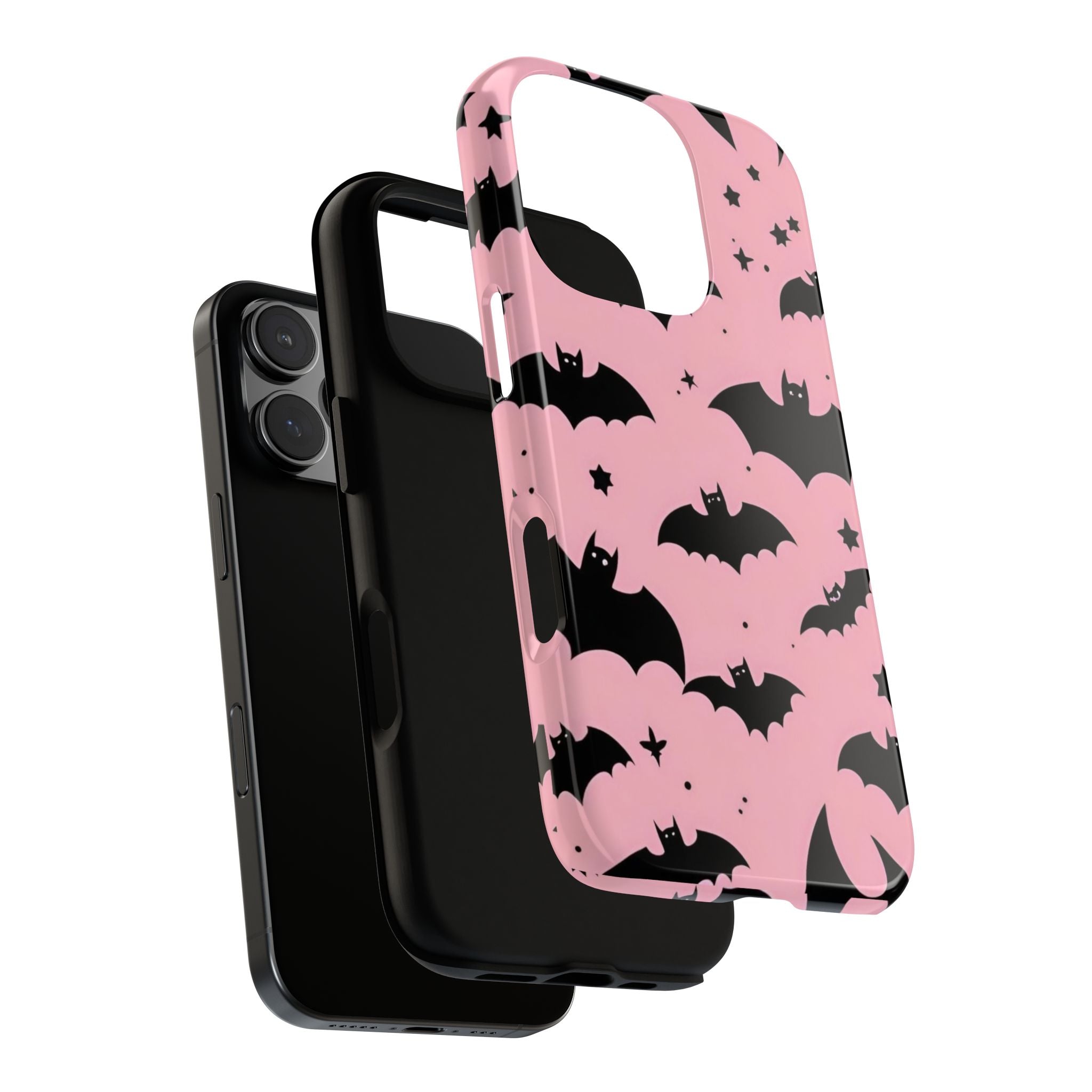 Pink Bat Pattern Tough Phone Case — Cute Halloween Bat Wings Design