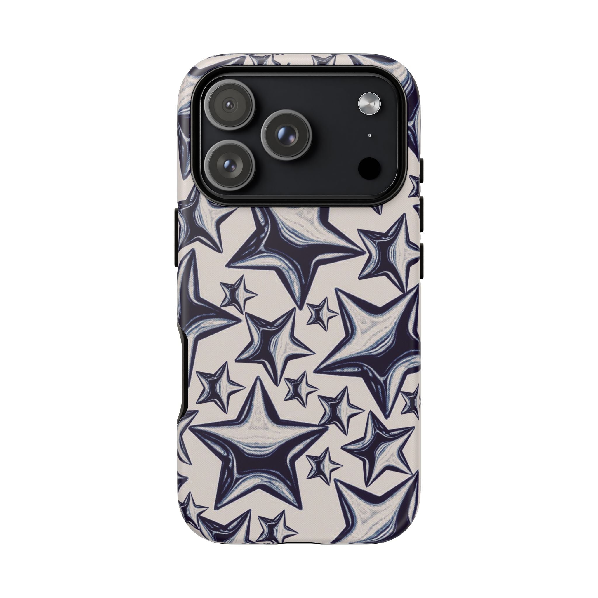 Star Sketch Tough Phone Case — Black & White Doodle Stars Protective Cover