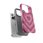 Pink Retro Heart Tough Phone Case – Star Accent Protective Cover