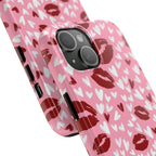 Pink Kiss Hearts Tough Phone Case — Cute Valentine Protective Phone Cover