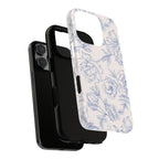Phone Case — Blue Floral Sketch Tough Protective Case