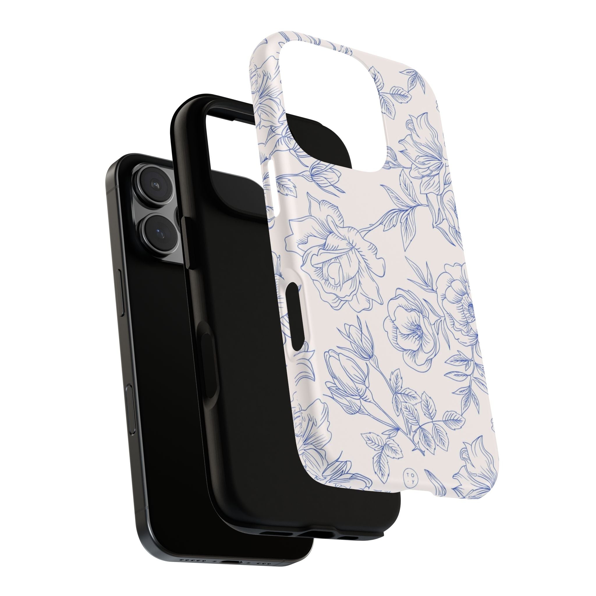 Phone Case — Blue Floral Sketch Tough Protective Case