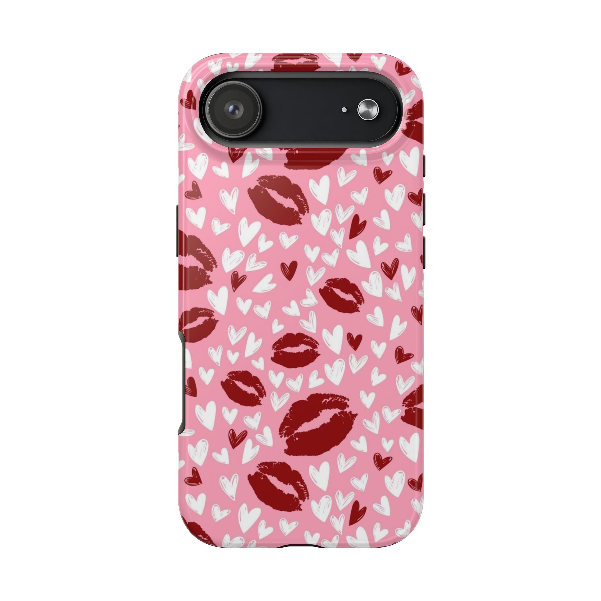 Pink Kiss Hearts Tough Phone Case — Cute Valentine Protective Phone Cover