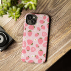 Strawberry Pattern Phone Case – Cute Pink Fruit Protective Tough Case