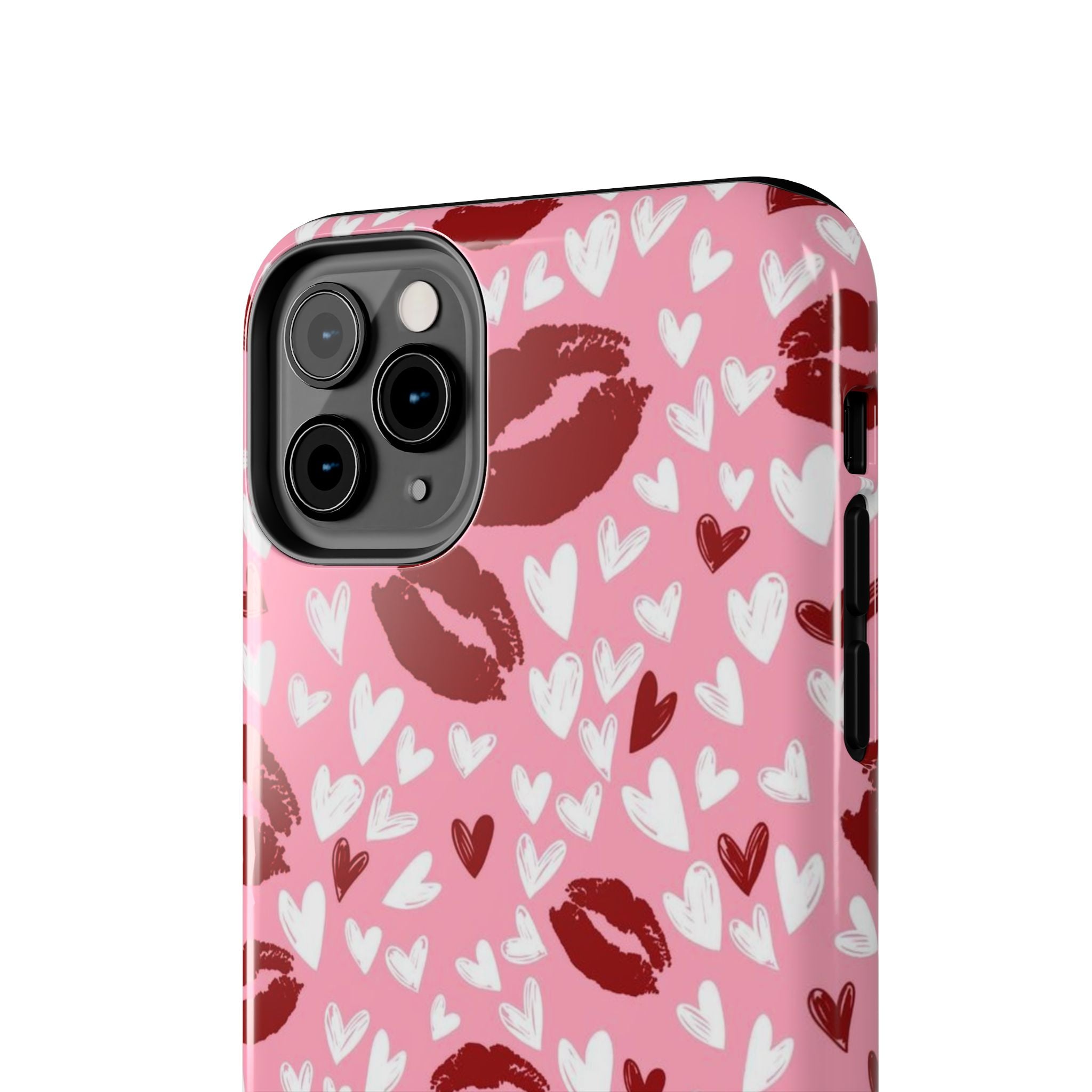 Pink Kiss Hearts Tough Phone Case — Cute Valentine Protective Phone Cover
