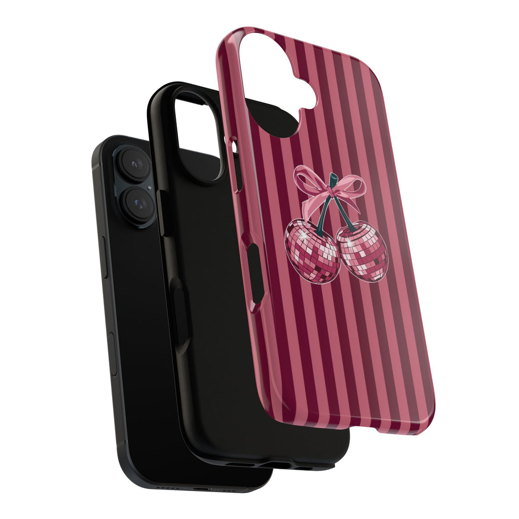 Cherry Disco Phone Case — Pink Striped Tough Case