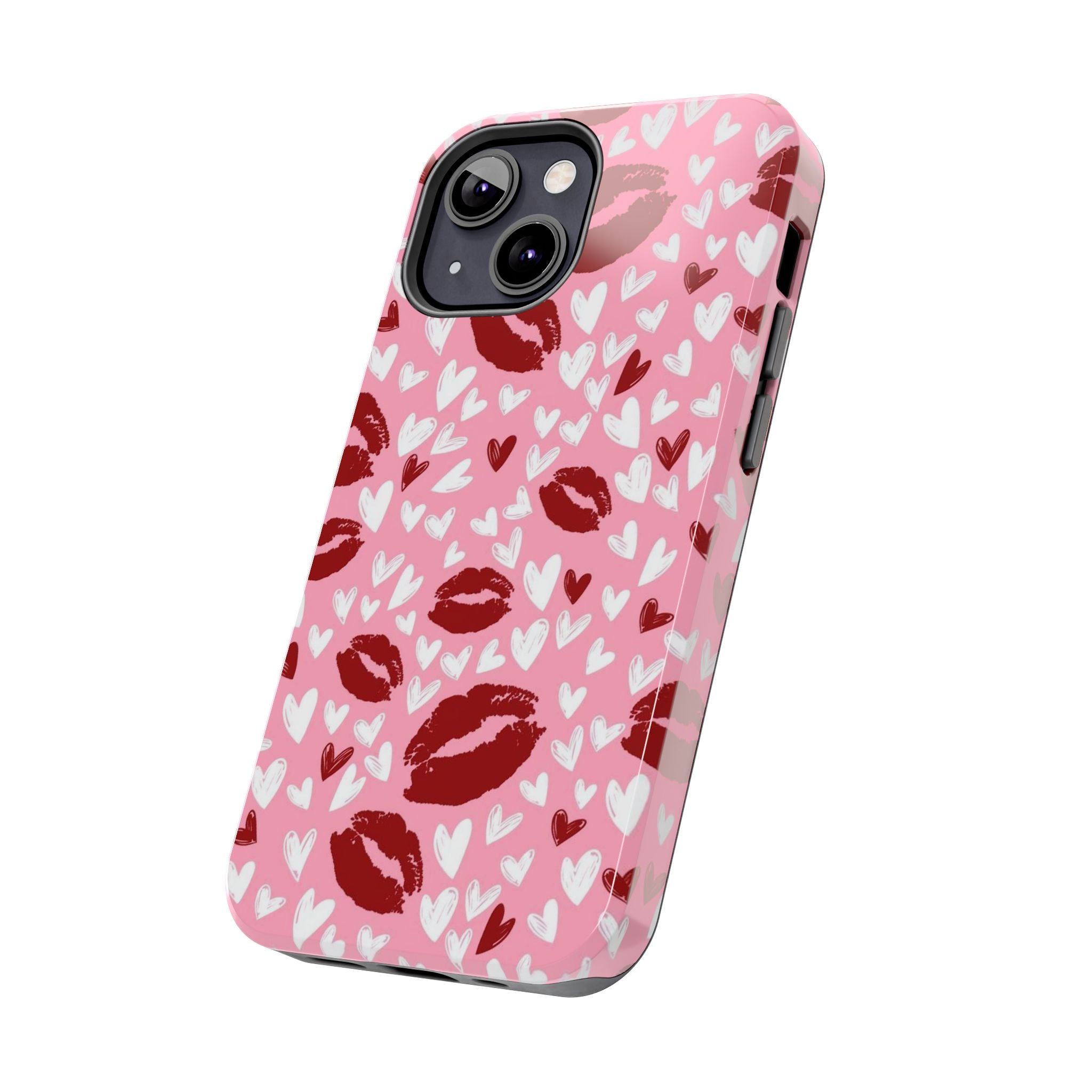 Pink Kiss Hearts Tough Phone Case — Cute Valentine Protective Phone Cover