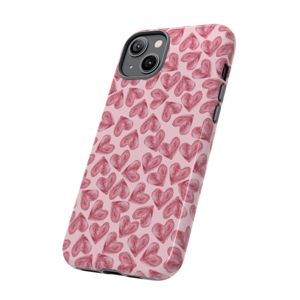 Pink Watercolor Heart Phone Case — Tough Protective iPhone Cover
