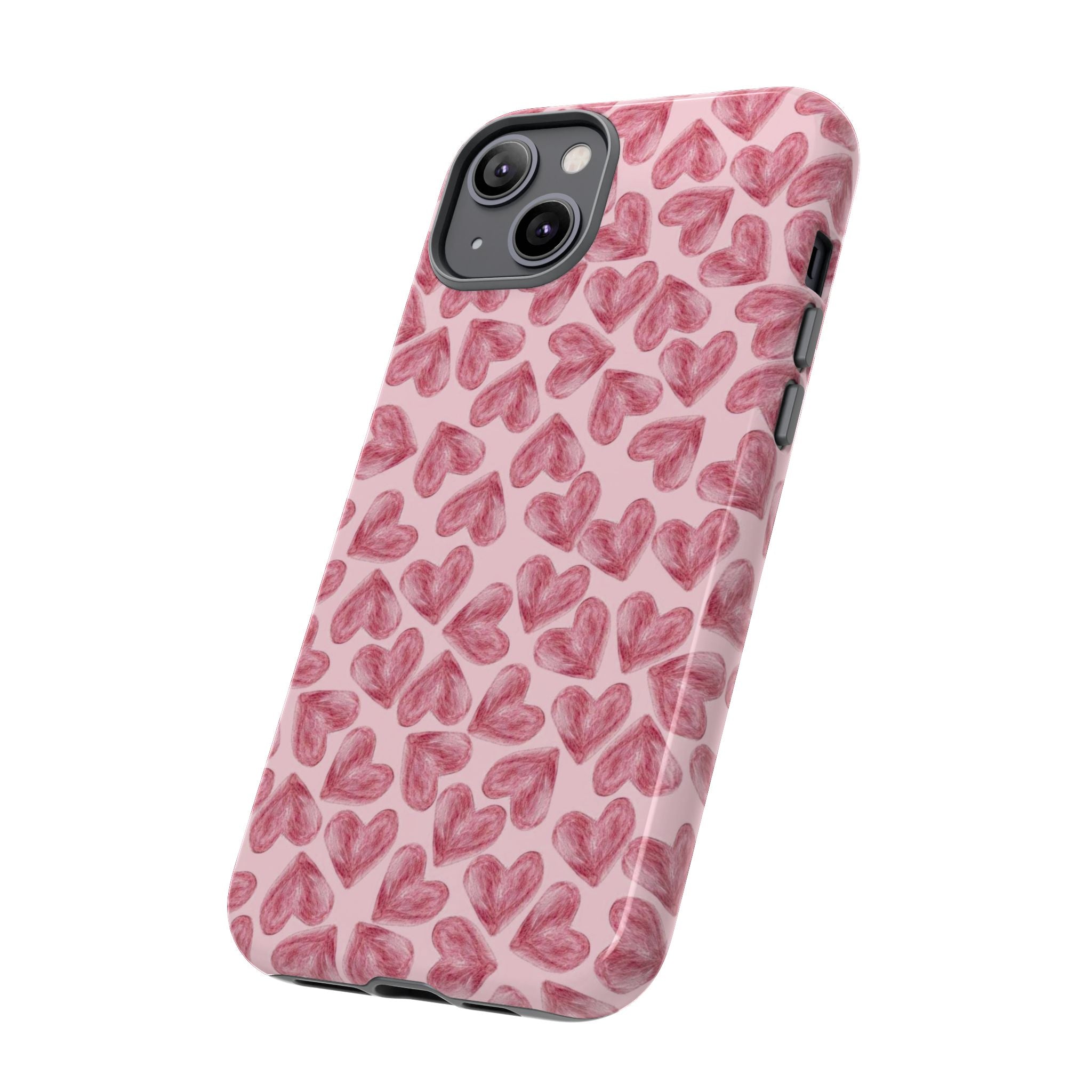 Pink Watercolor Heart Phone Case — Tough Protective iPhone Cover