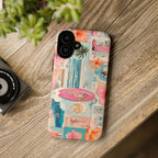 Tropical Surf Collage Phone Case — Vintage Hawaiian Floral & Surfboard Design