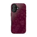 Burgundy Floral Tough Phone Case — Protective Hibiscus Pattern