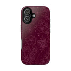 Burgundy Floral Tough Phone Case — Protective Hibiscus Pattern