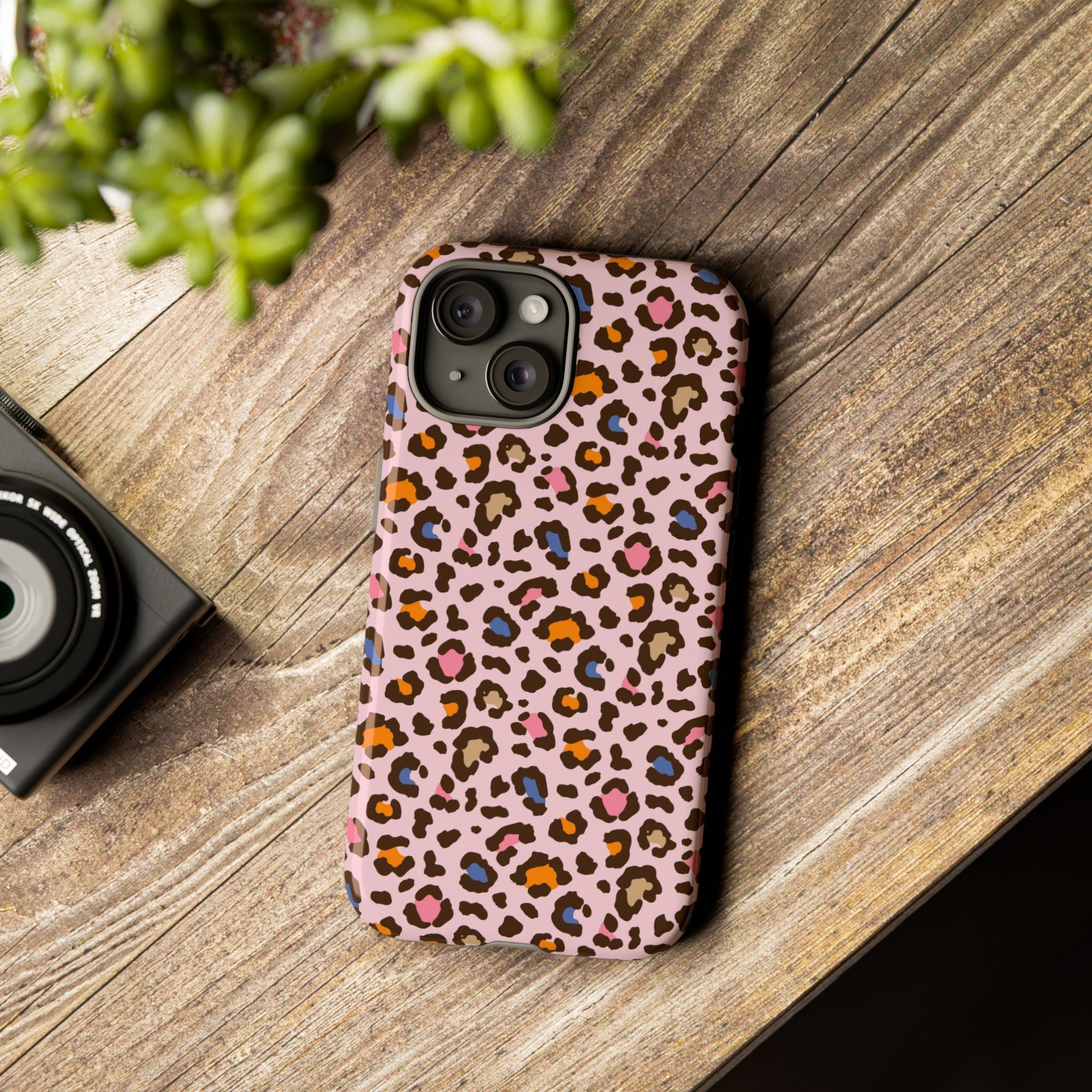 Pink Leopard Print Tough Phone Case — Durable Protective iPhone Cover