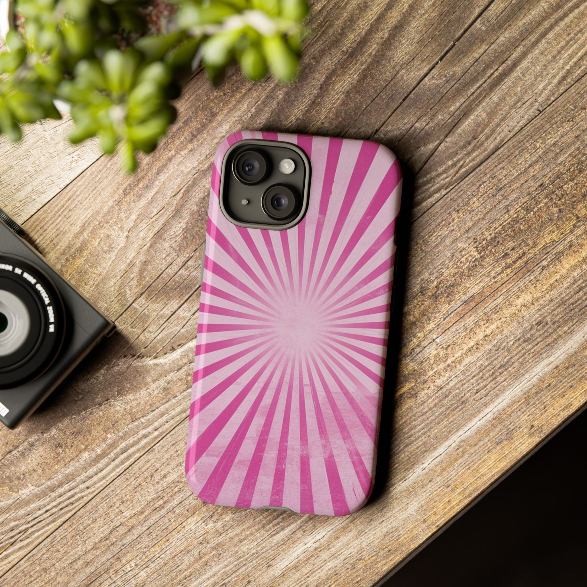 Pink Sunburst Tough Phone Case — Retro Radiant iPhone Cover