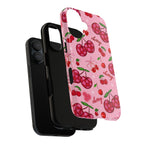 Cherry Pattern Tough Phone Case — Pink Cute Fruit iPhone Case with "cherry"