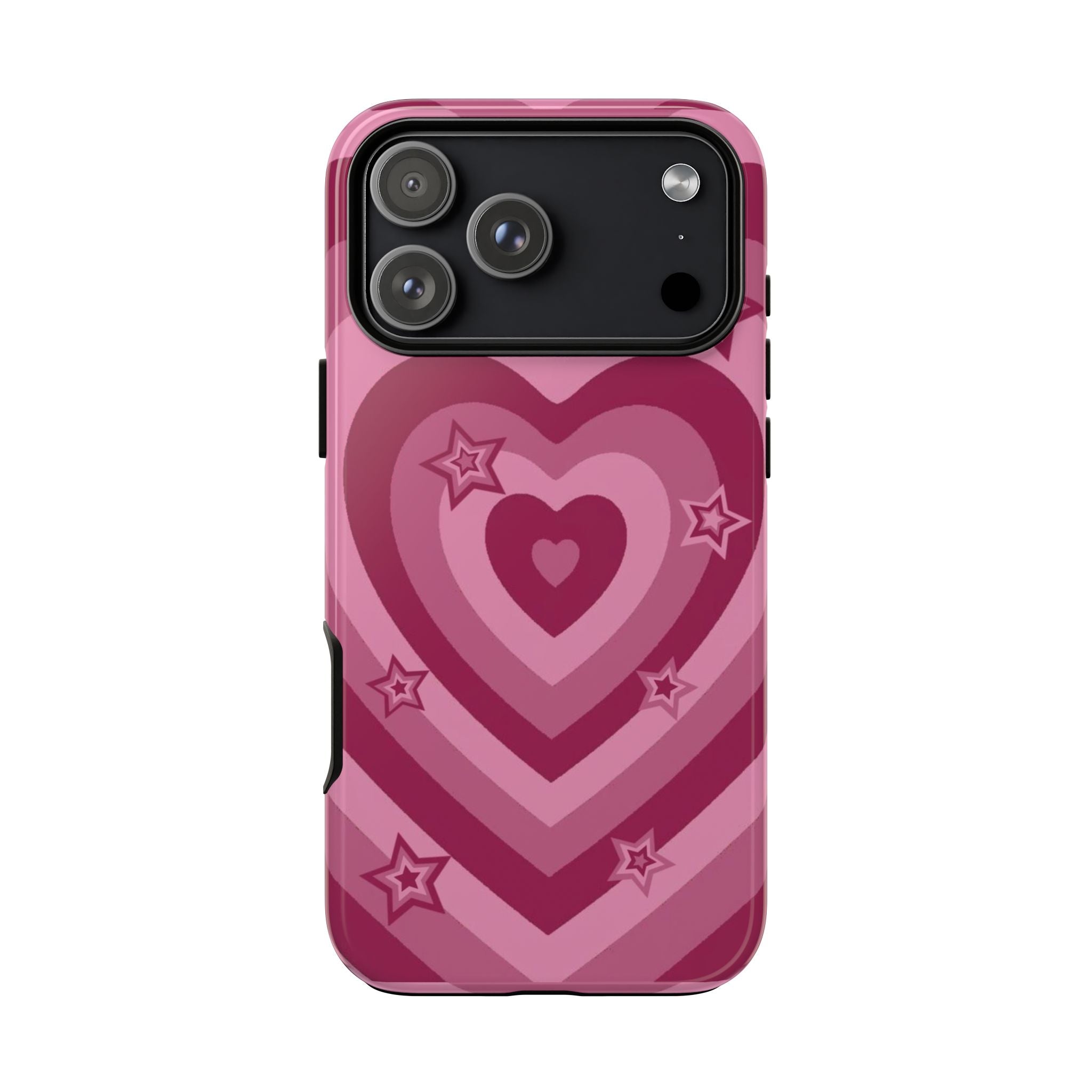 Pink Retro Heart Tough Phone Case – Star Accent Protective Cover