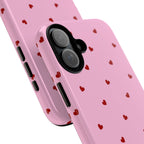 Pink Heart Pattern Tough Phone Case — Cute Red Hearts Protective Phone Cover (Valentine’s Day Gift)
