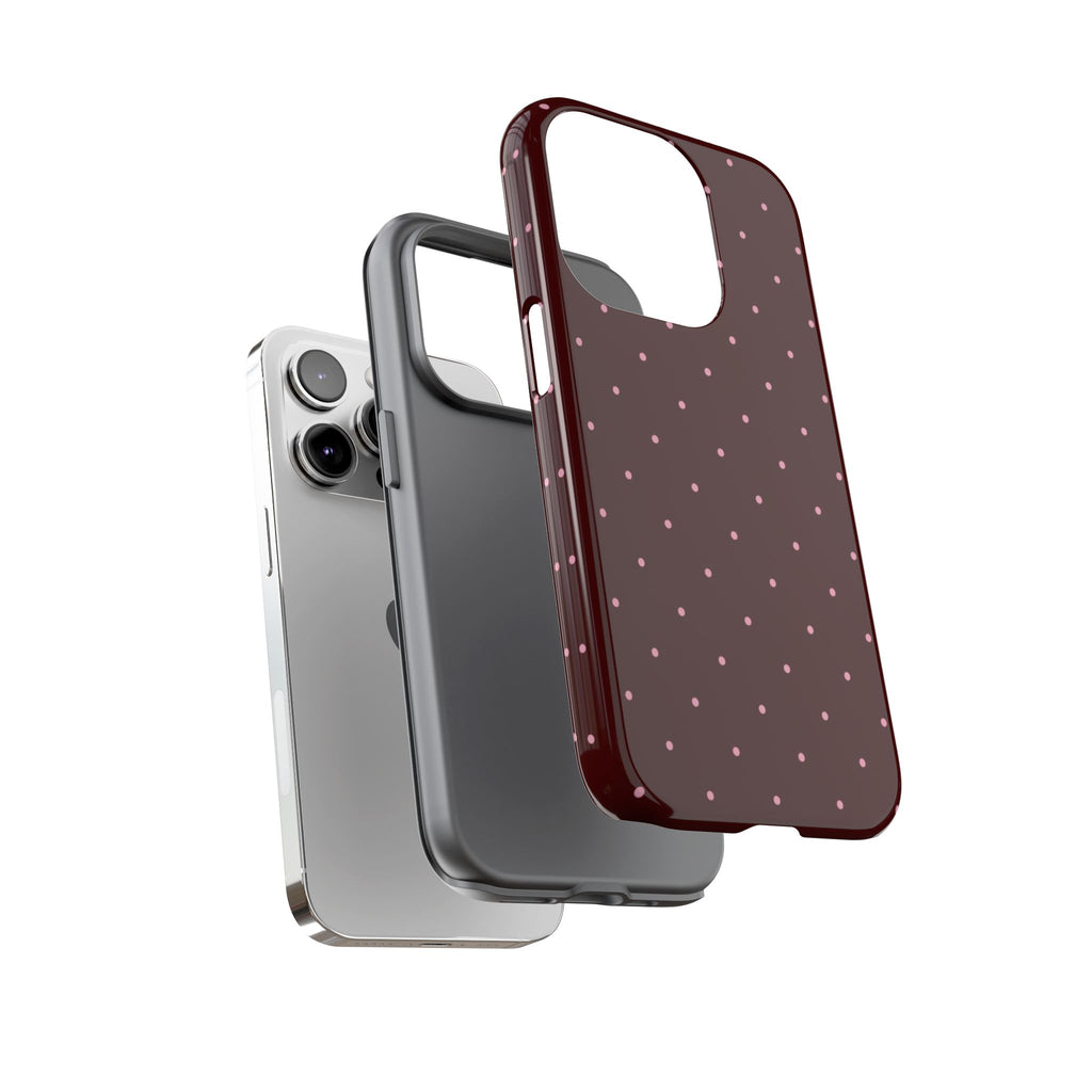 Maroon Polka Dot Tough Phone Case — Slim Protective iPhone Cover