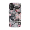 New York Collage Phone Case — Pink Retro Statue of Liberty Design