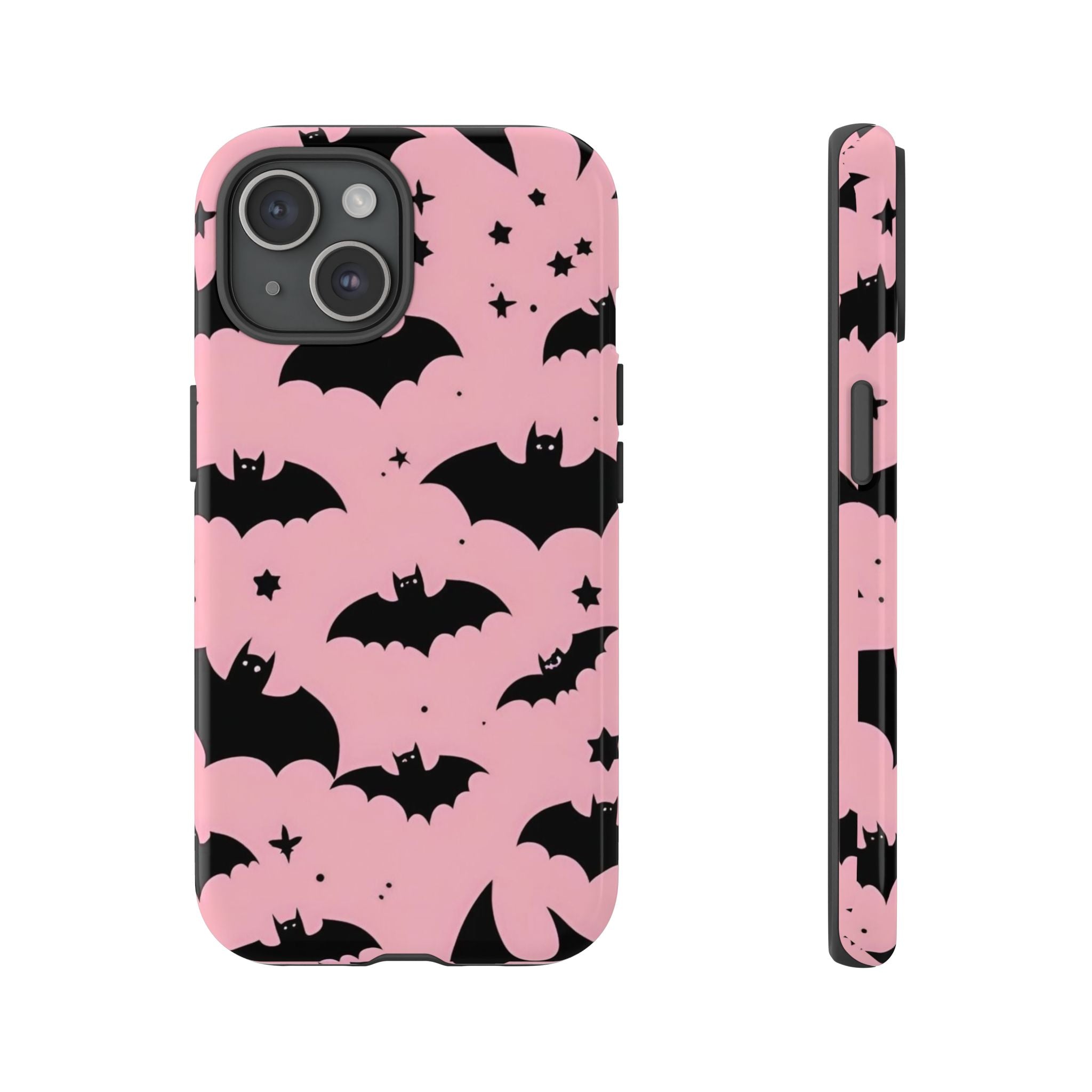 Pink Bat Pattern Tough Phone Case — Cute Halloween Bat Wings Design