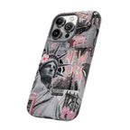 New York Collage Phone Case — Pink Retro Statue of Liberty Design