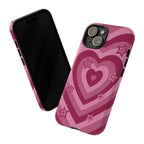 Pink Retro Heart Tough Phone Case – Star Accent Protective Cover