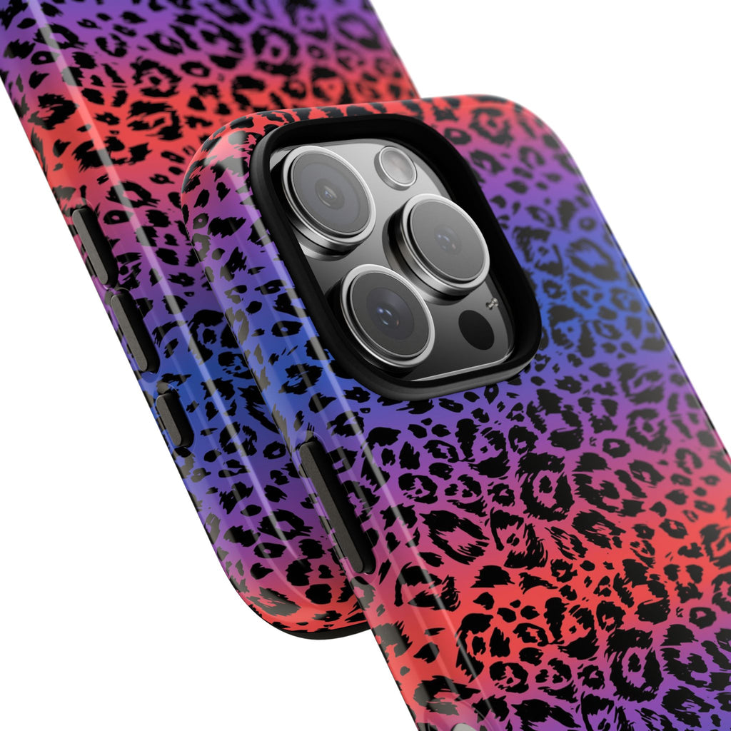 Gradient Leopard Tough Phone Case — Rainbow Animal Print iPhone Cover