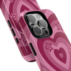 Pink Retro Heart Tough Phone Case – Star Accent Protective Cover