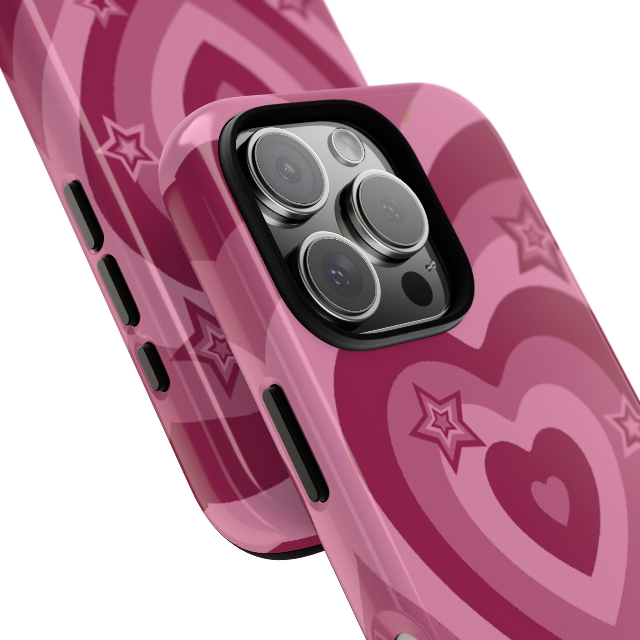 Pink Retro Heart Tough Phone Case – Star Accent Protective Cover