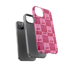 Cherry Checker Tough Phone Case — Pink Retro Bow Pattern