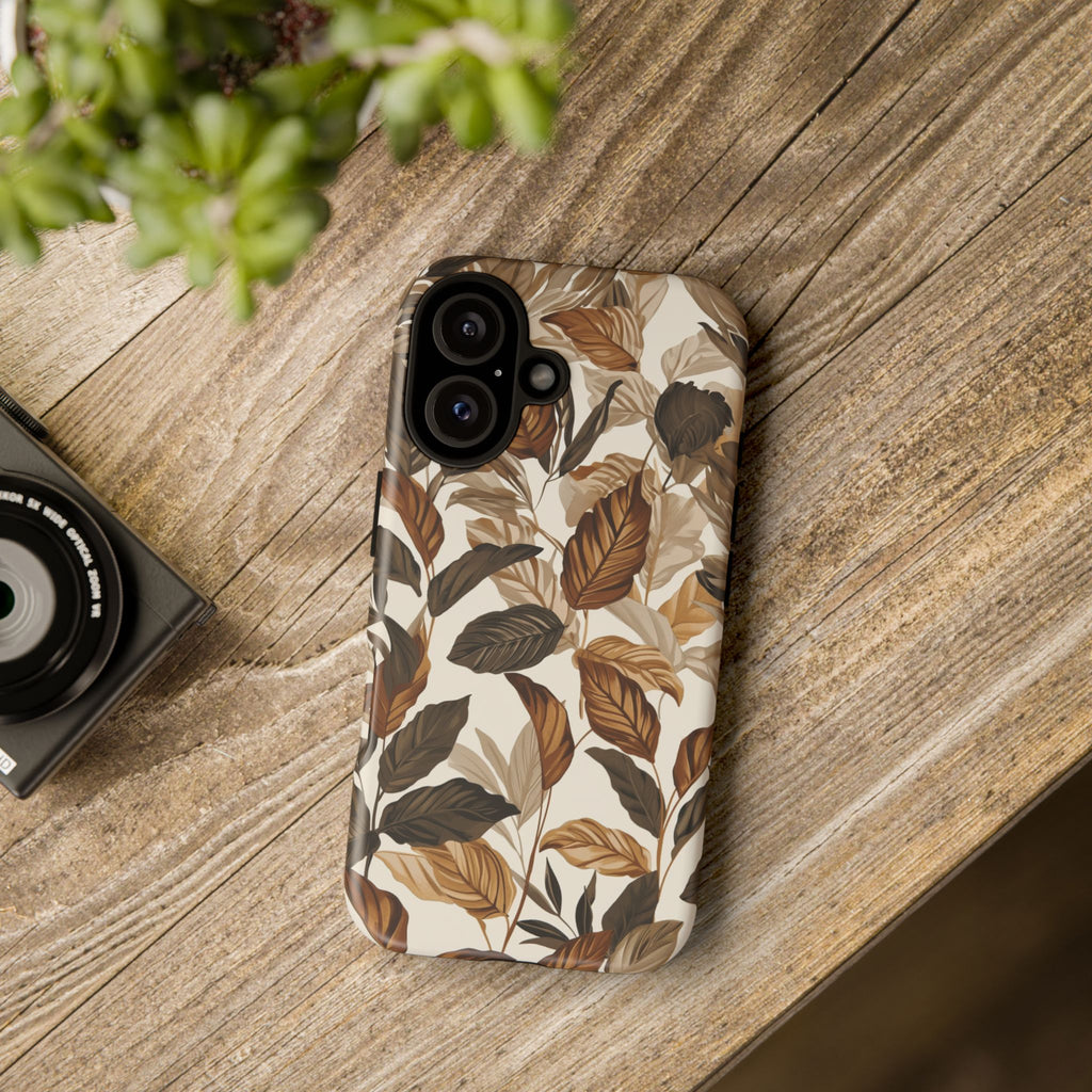 Autumn Leaves Phone Case — Brown Botanical Tough Case