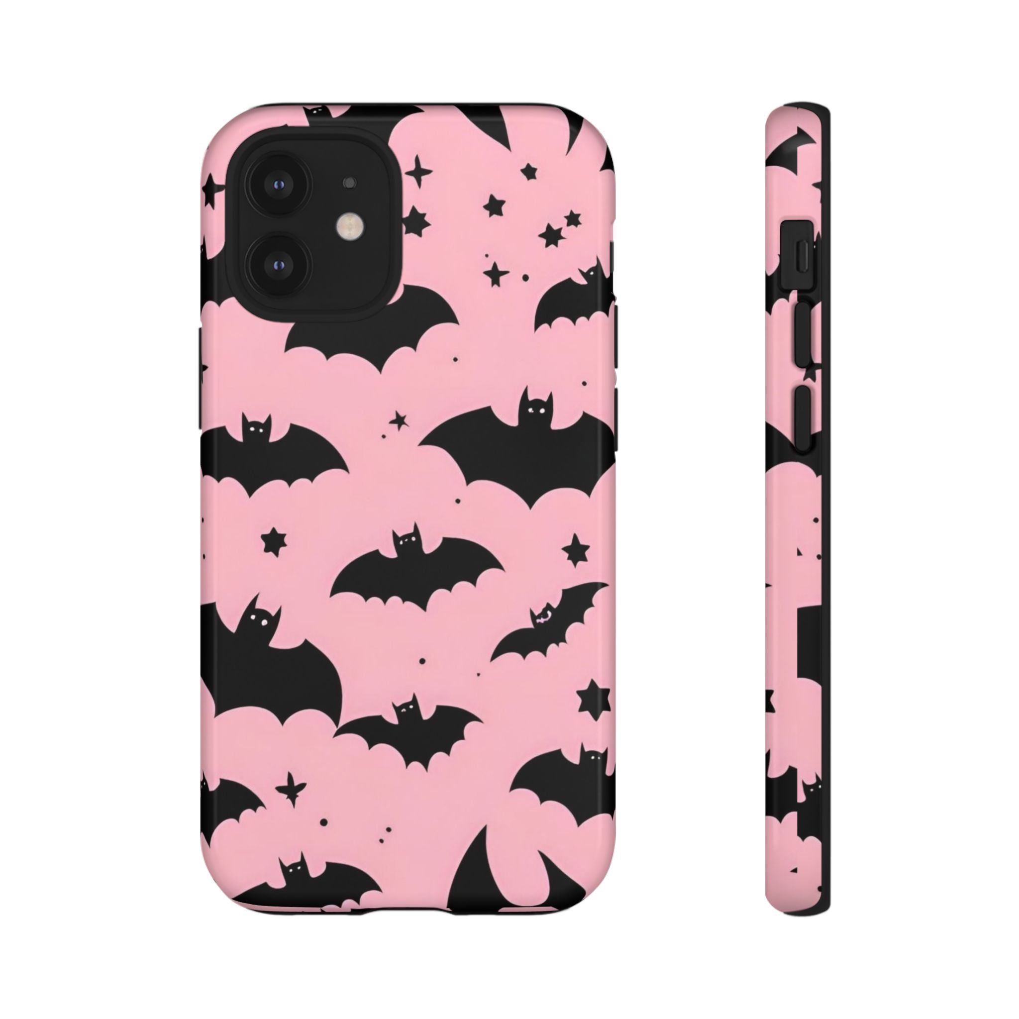 Pink Bat Pattern Tough Phone Case — Cute Halloween Bat Wings Design