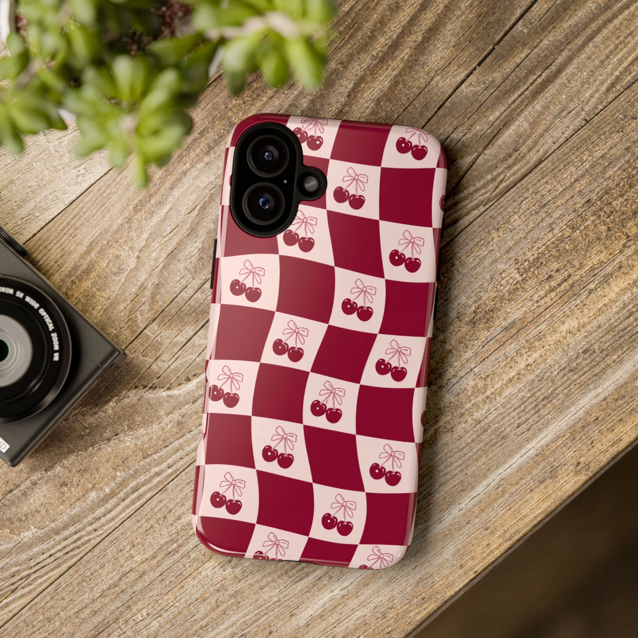 Cherry Checkerboard Tough Phone Case