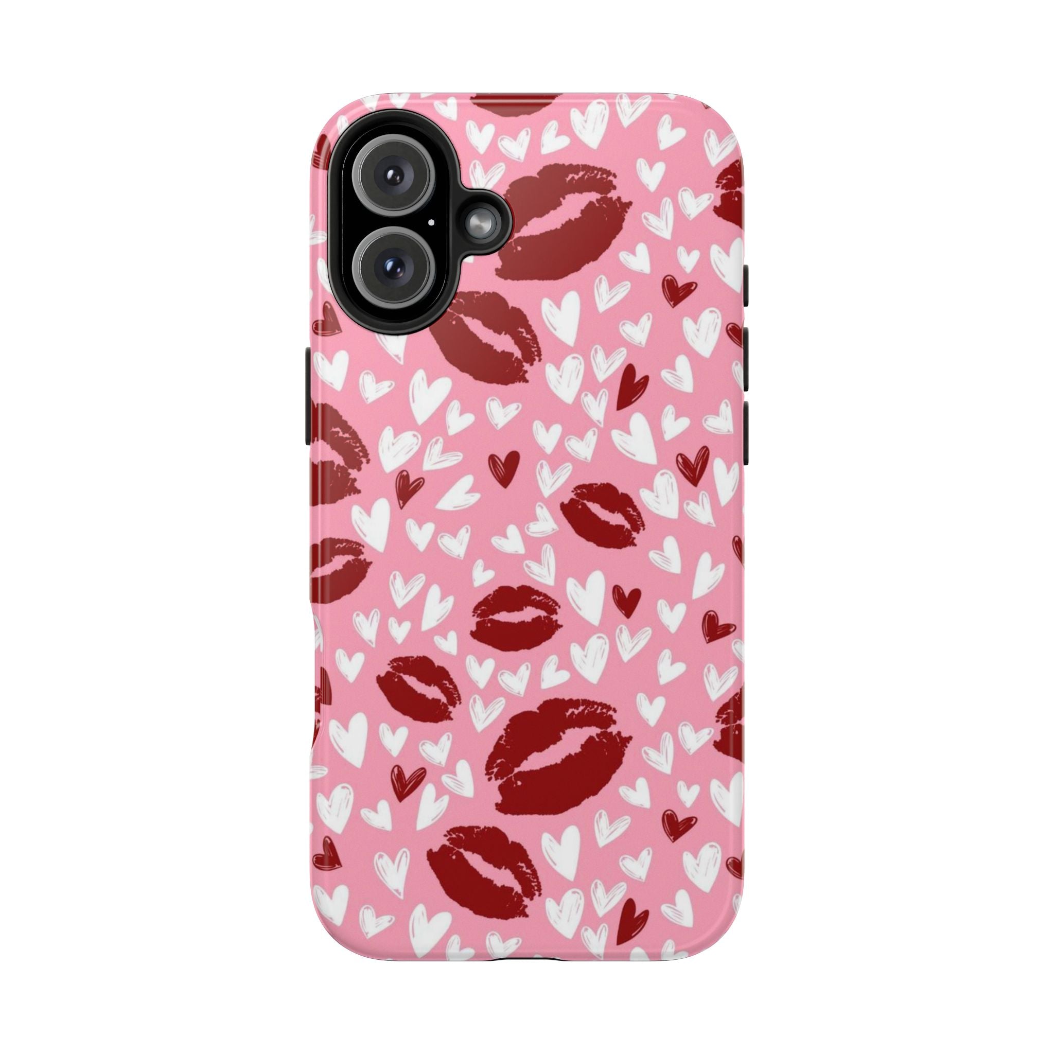Pink Kiss Hearts Tough Phone Case — Cute Valentine Protective Phone Cover