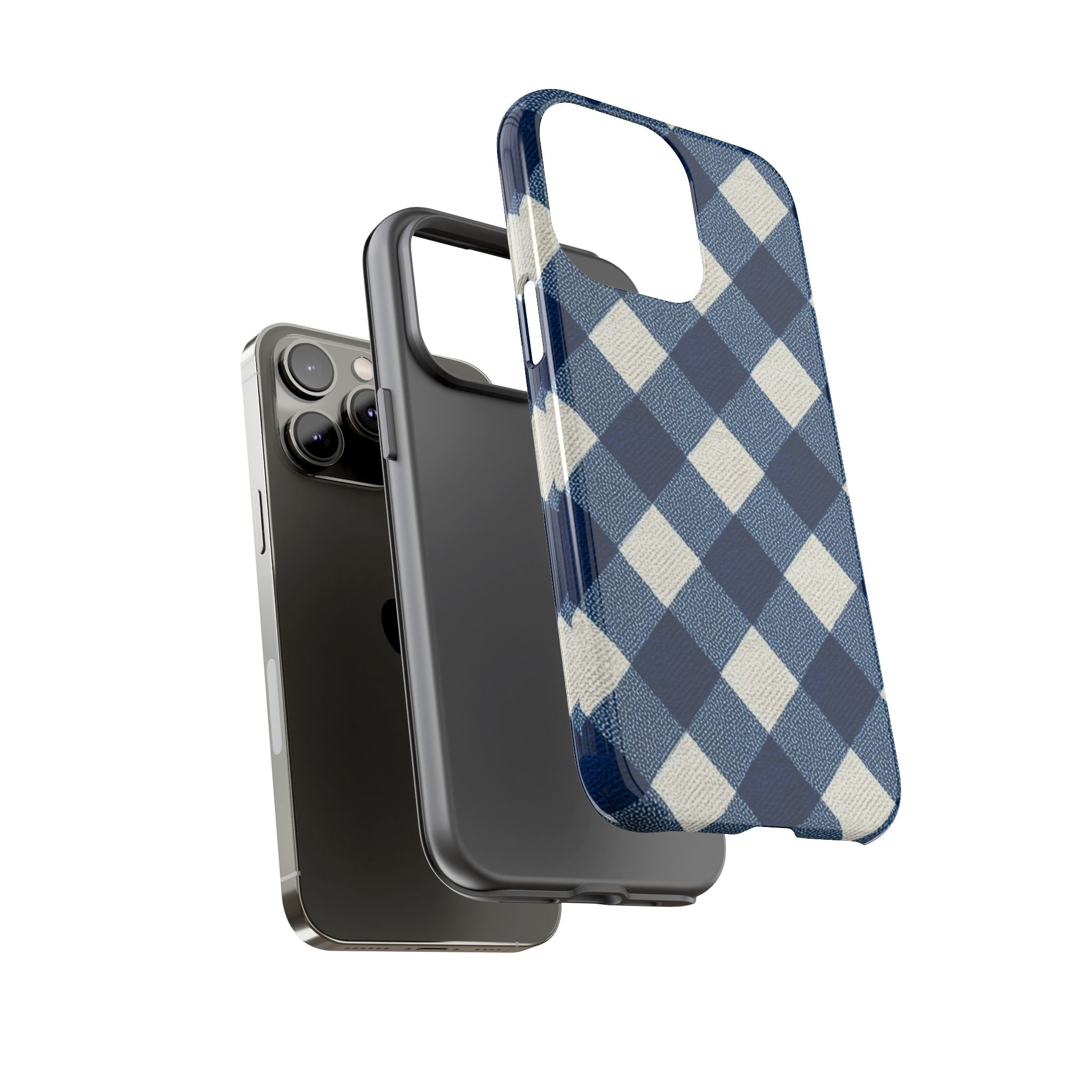 Blue Buffalo Plaid Tough Phone Case — Durable Protective iPhone Cover