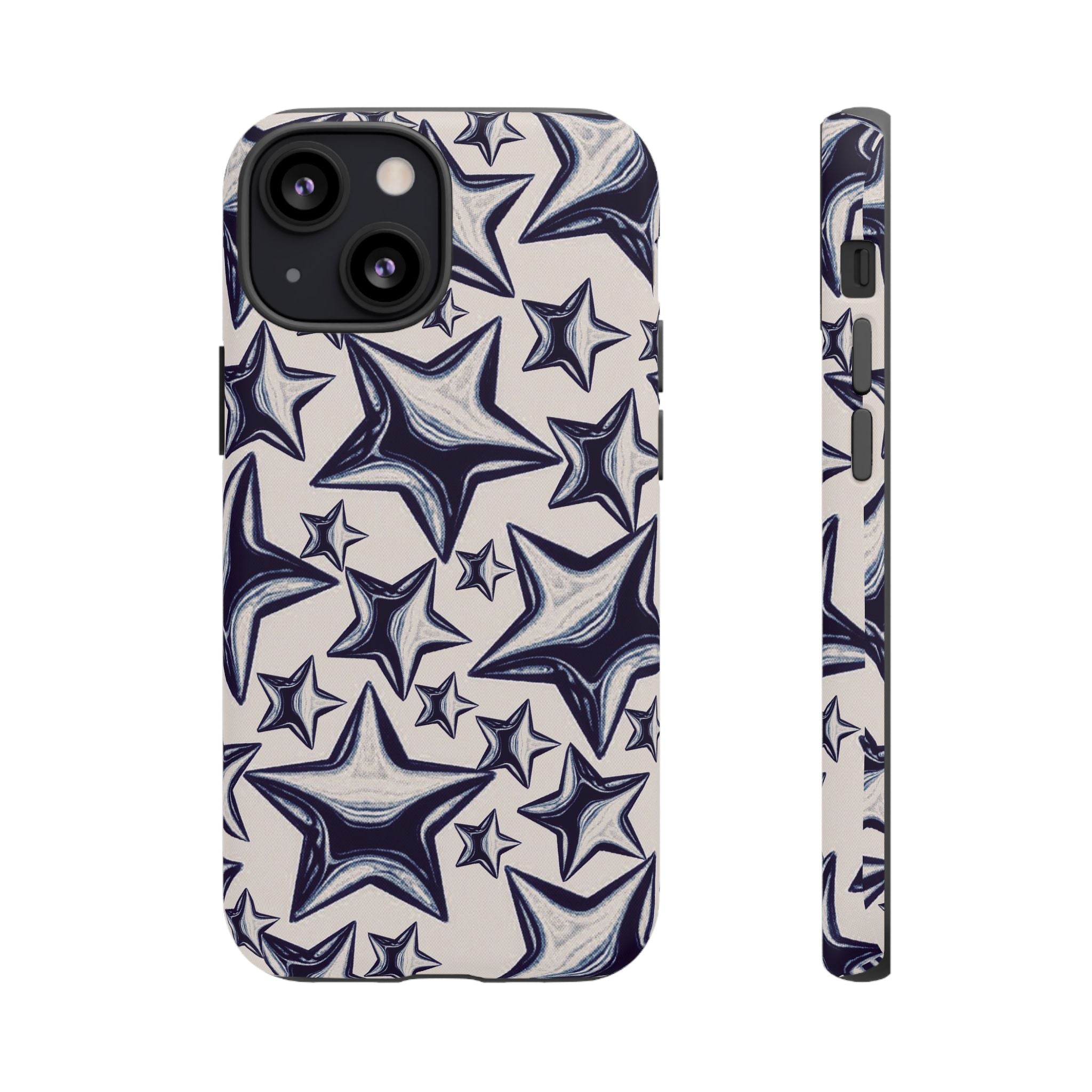 Star Sketch Tough Phone Case — Black & White Doodle Stars Protective Cover