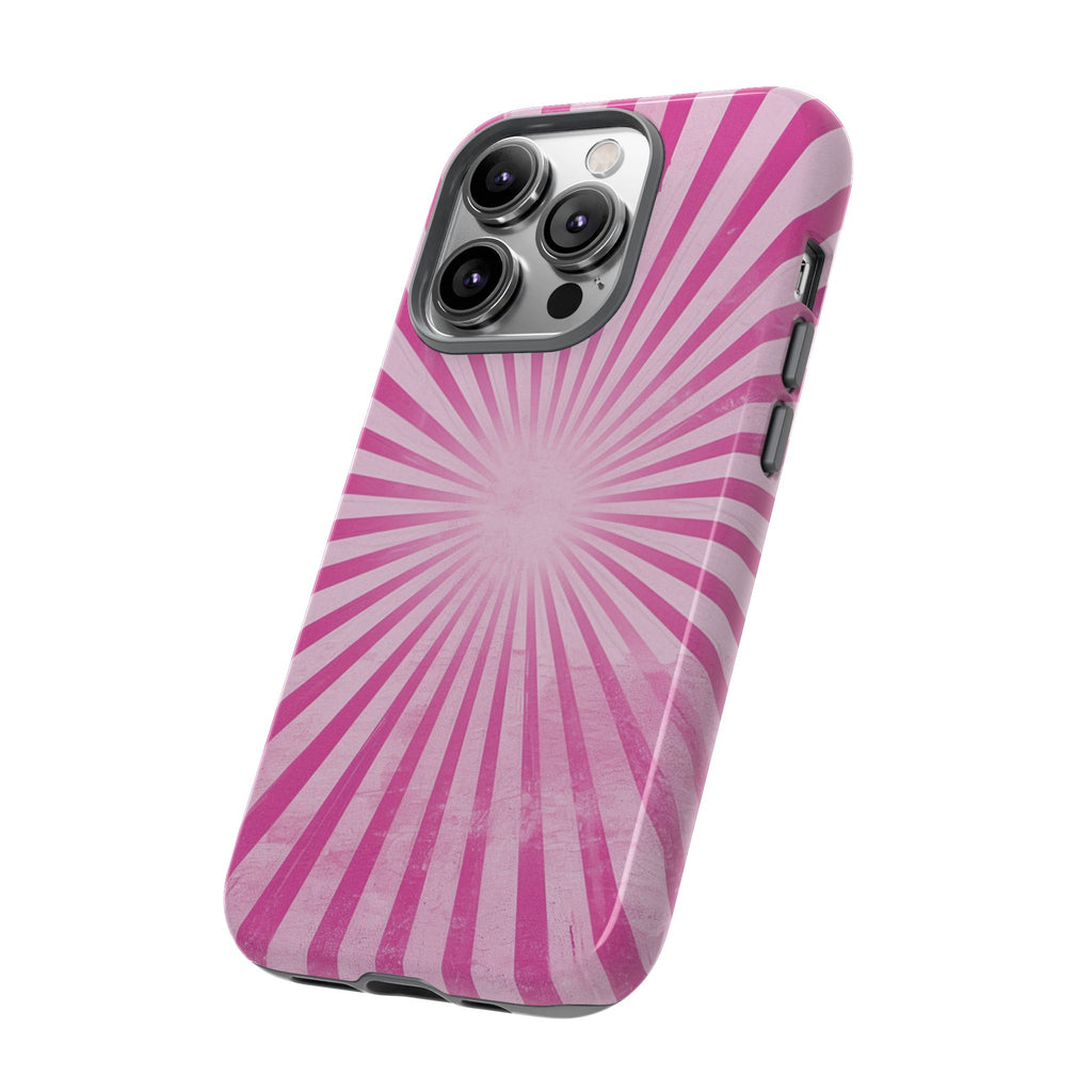 Pink Sunburst Tough Phone Case — Retro Radiant iPhone Cover