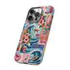 Coastal Collage Phone Case — Retro Beach Surf Floral Design