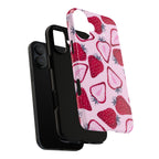 Strawberry Pattern Tough Phone Case — Pink Fruit Protective Cover