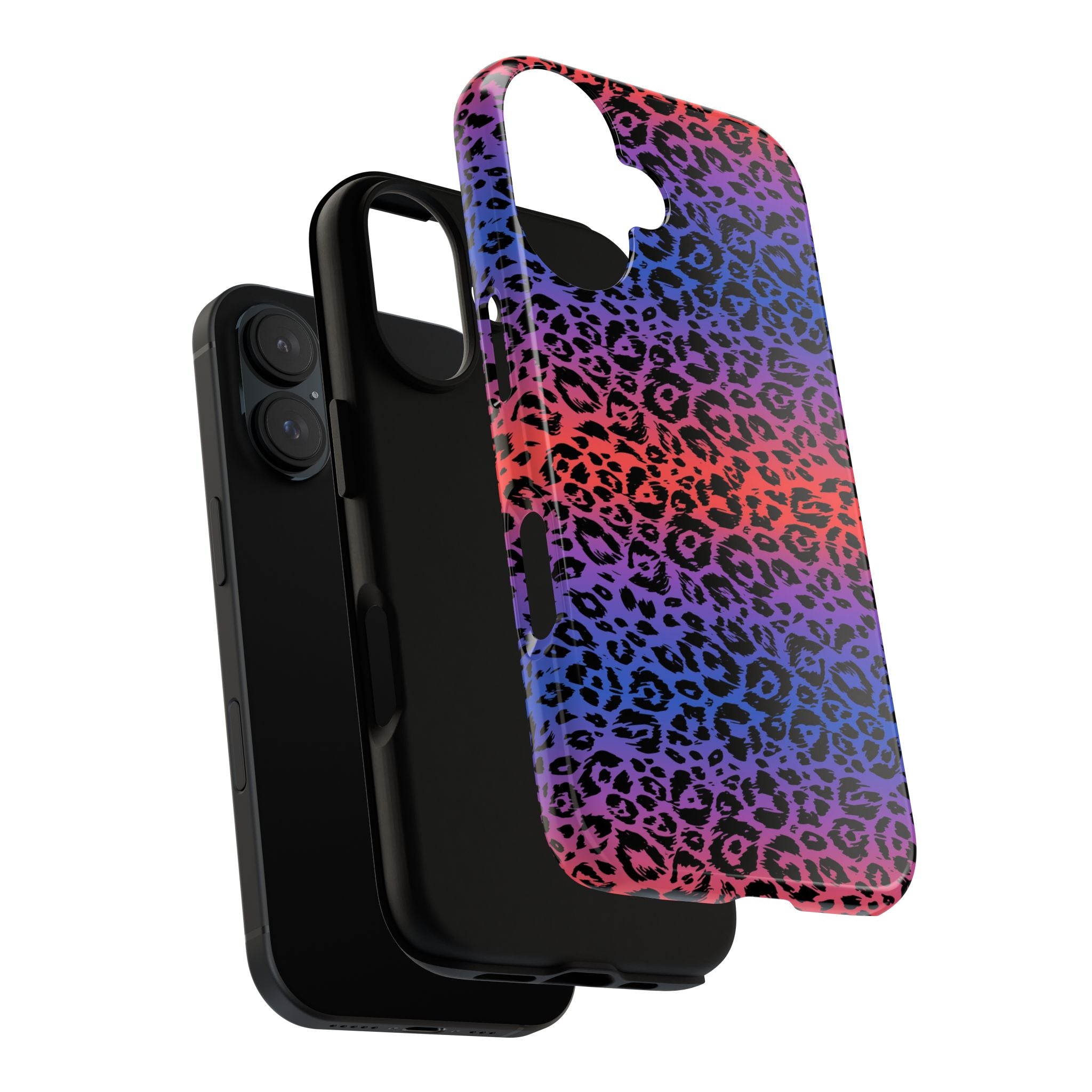 Gradient Leopard Tough Phone Case — Rainbow Animal Print iPhone Cover
