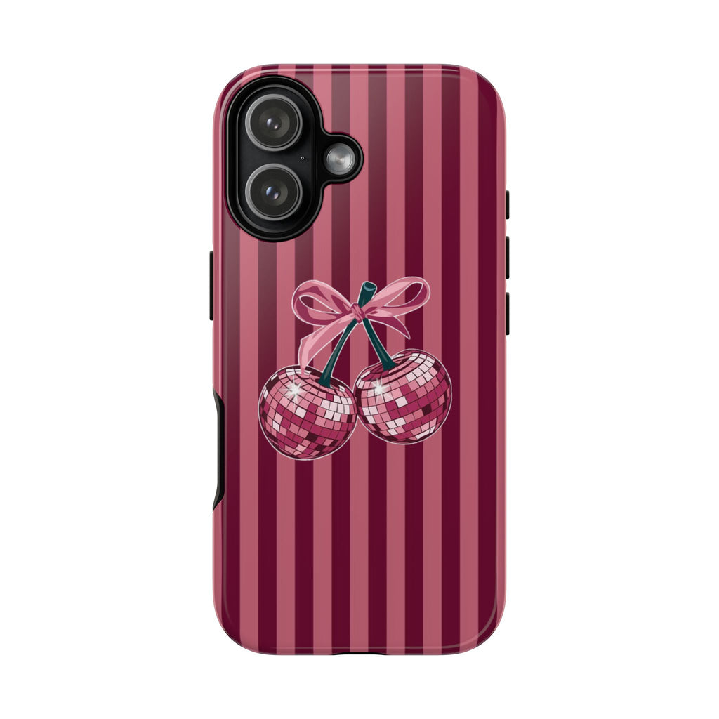 Cherry Disco Phone Case — Pink Striped Tough Case