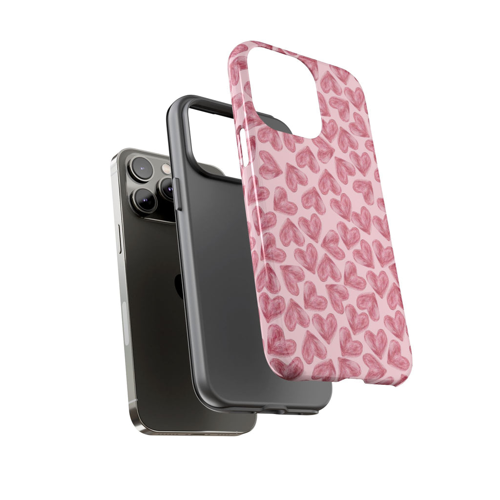 Pink Watercolor Heart Phone Case — Tough Protective iPhone Cover