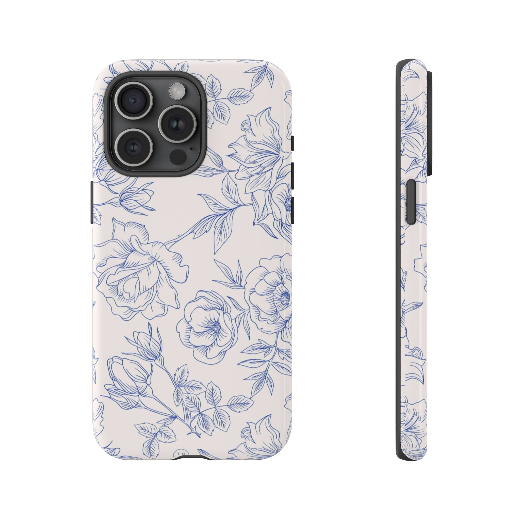 Phone Case — Blue Floral Sketch Tough Protective Case