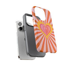 Retro Heart Phone Case — Vibrant Orange Sunburst Tough Case
