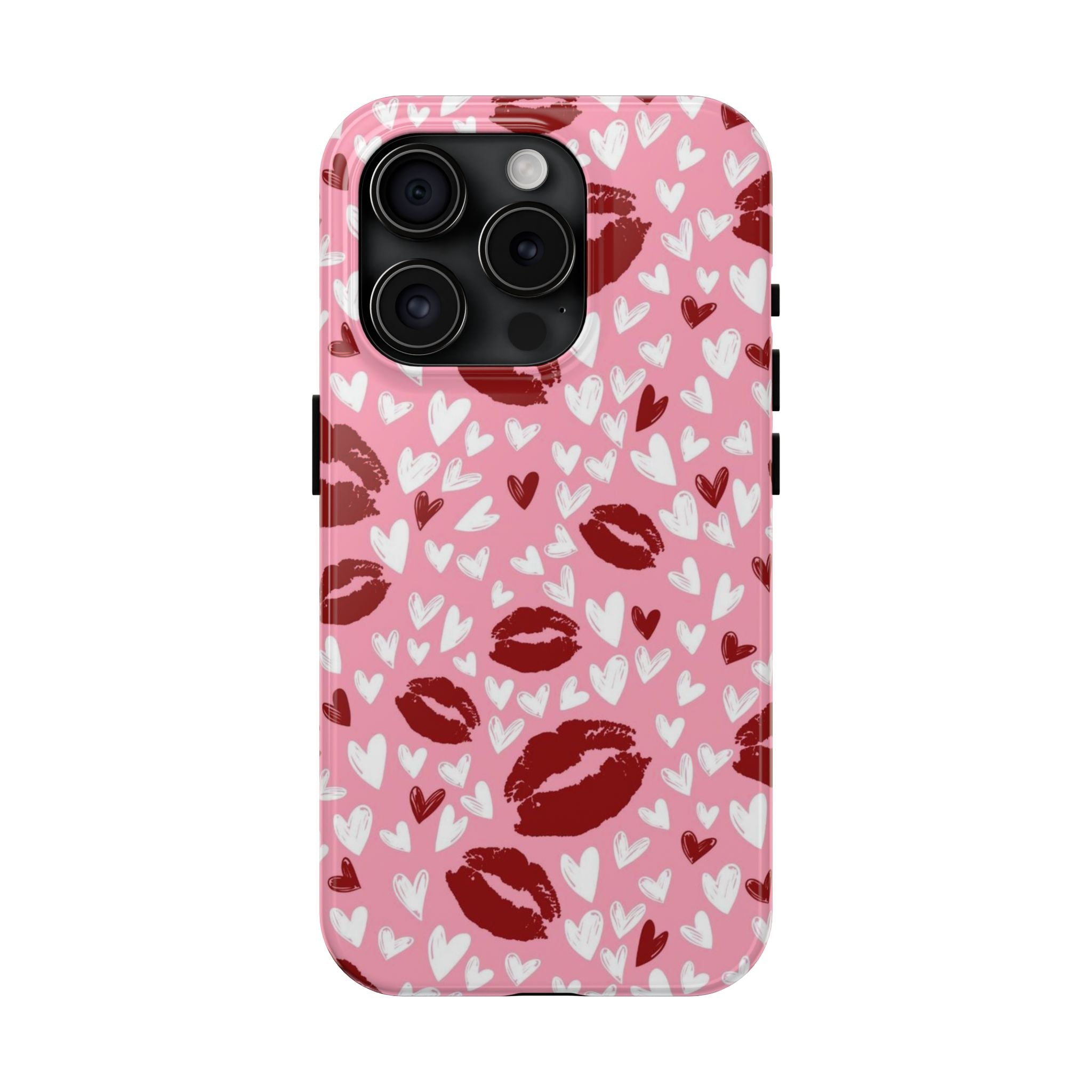 Pink Kiss Hearts Tough Phone Case — Cute Valentine Protective Phone Cover