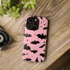 Pink Bat Pattern Tough Phone Case — Cute Halloween Bat Wings Design